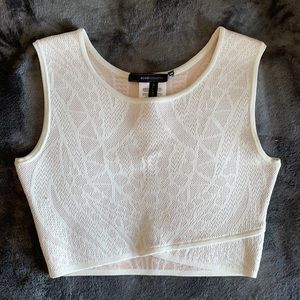BCBG MAXAZARIA CREME AND NUDE CROP TOP